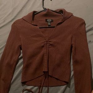 Brown Crop Top long sleeve